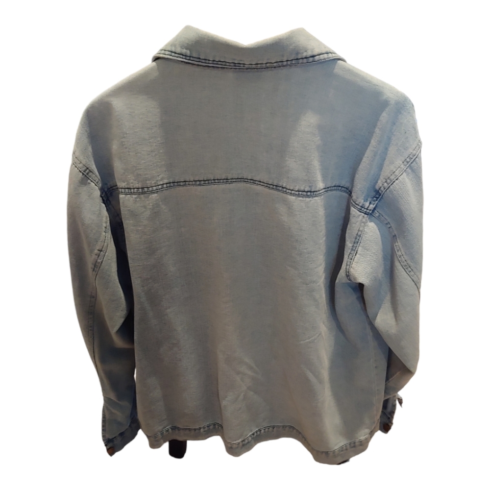 Distressed Denim Jacket Classic Oversized 100% Cotton SZ Large